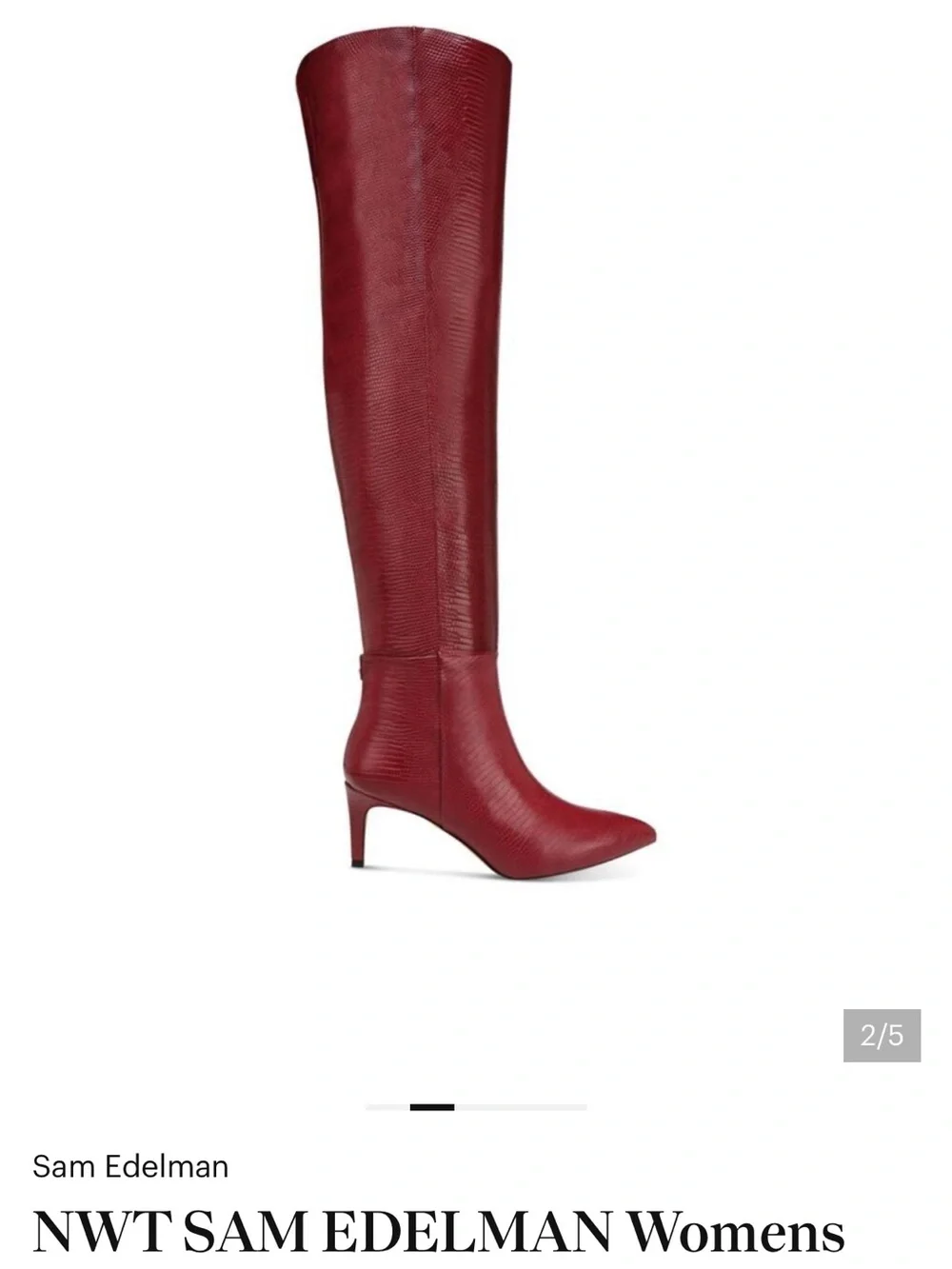 Sam Edelman Over-the-Knee Pointed-Toe Boot in Burgundy Red